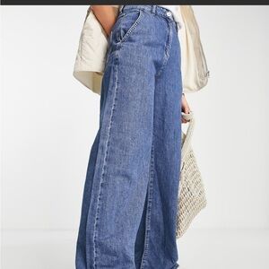 French Connection Blue Flare Wide-Leg Jeans